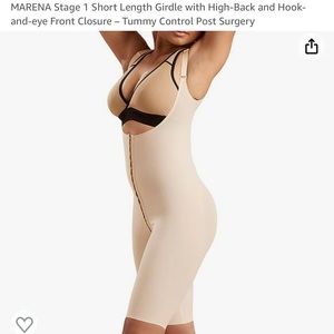 MARENA Short Length BEIGE Girdle with High-Back & Hook & eye Front Closure